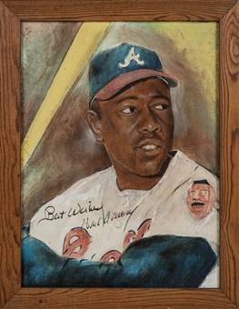 Hank Aaron Signed and Inscribed Original Painting - "Best Wishes" (JSA)